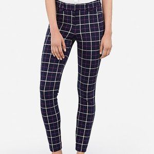 Mid Rise Skinny Windowpane Print Ponte Pant - LONG